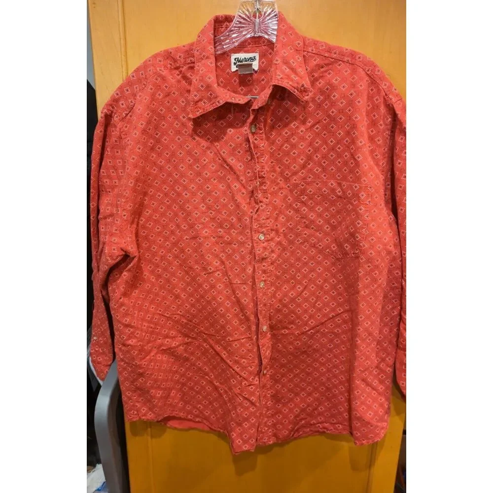 Merona Men's‎ Large Red  Long Sleeve Collared Button Down Shirt